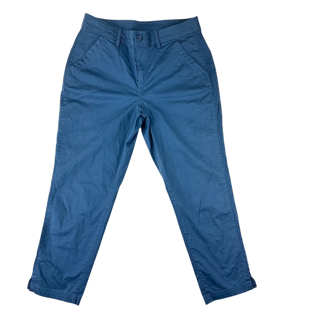Eddie Bauer Chino Pants Womens Straight 12 Blue Outdoor Hiking Cotton Chinos